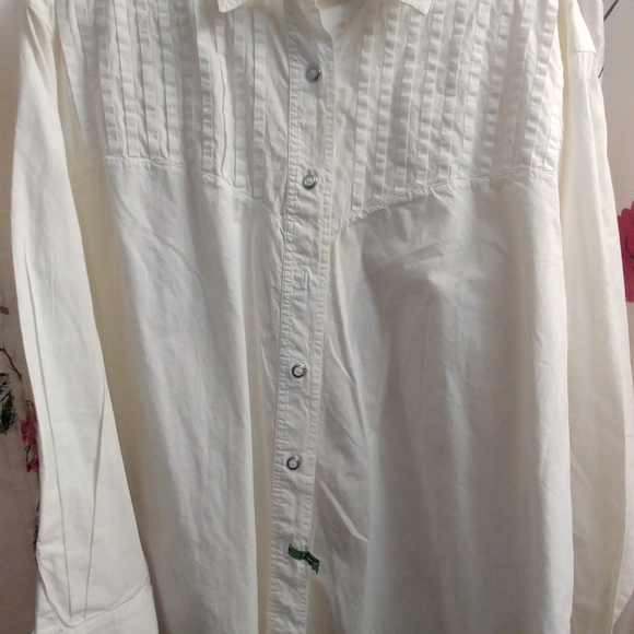 Bill Blass Eveningwear White pima Cotton pleated bib unisex tuxedo shirt - Picture 2 of 7